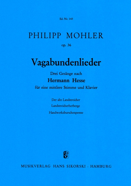 Front Cover Image Vagabundenlieder op. 36 