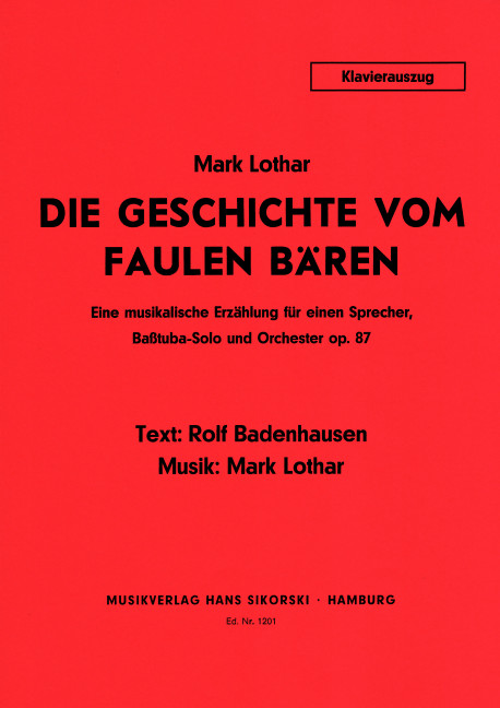 Front Cover Image Die Geschichte vom faulen Bären op. 87 