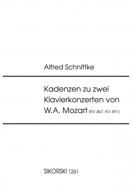 Front Cover Image Kadenzen zu zwei Klavierkonzerten von W. A. Mozart (KV 467, KV 491) 