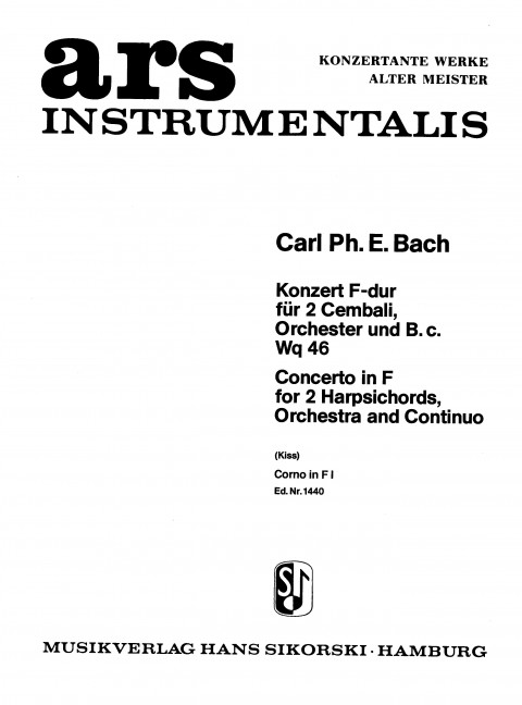 Front Cover Image Konzert Wq 46 