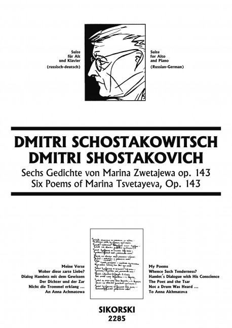Front Cover Image 6 Gedichte von Marina Zwetajewa op. 143 
