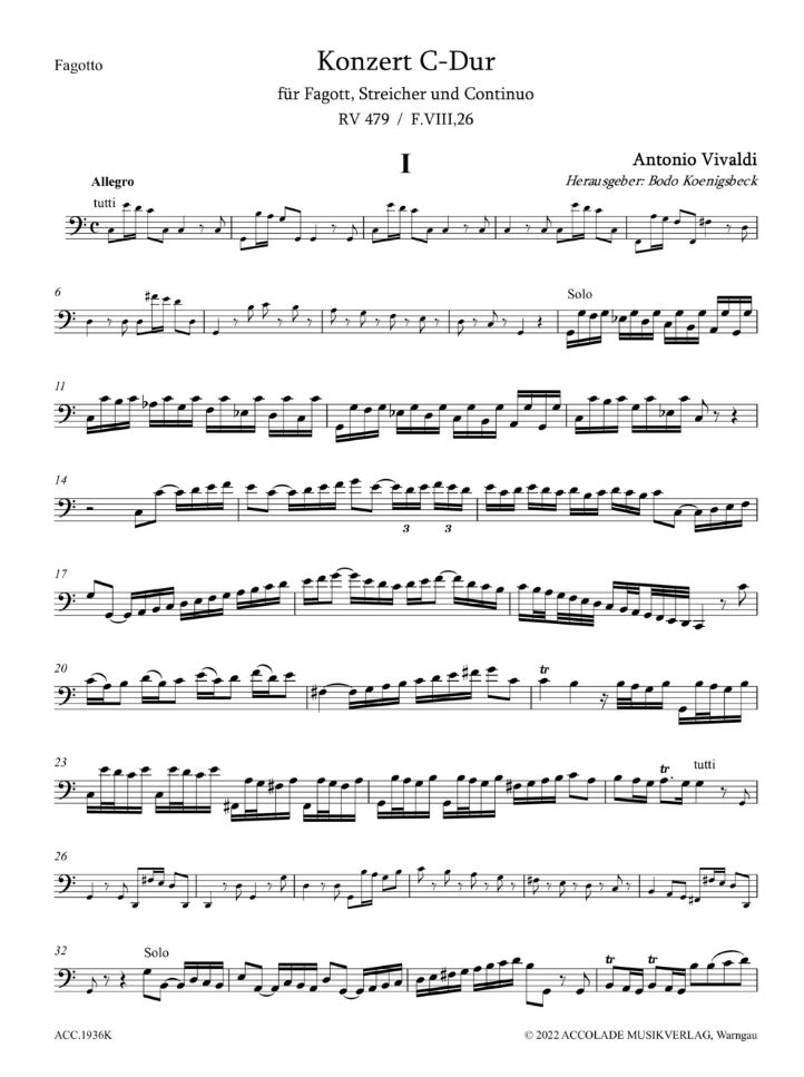 Other Cover Image Fagottkonzert C-Dur RV 479 Fanna F..VIII,26 
