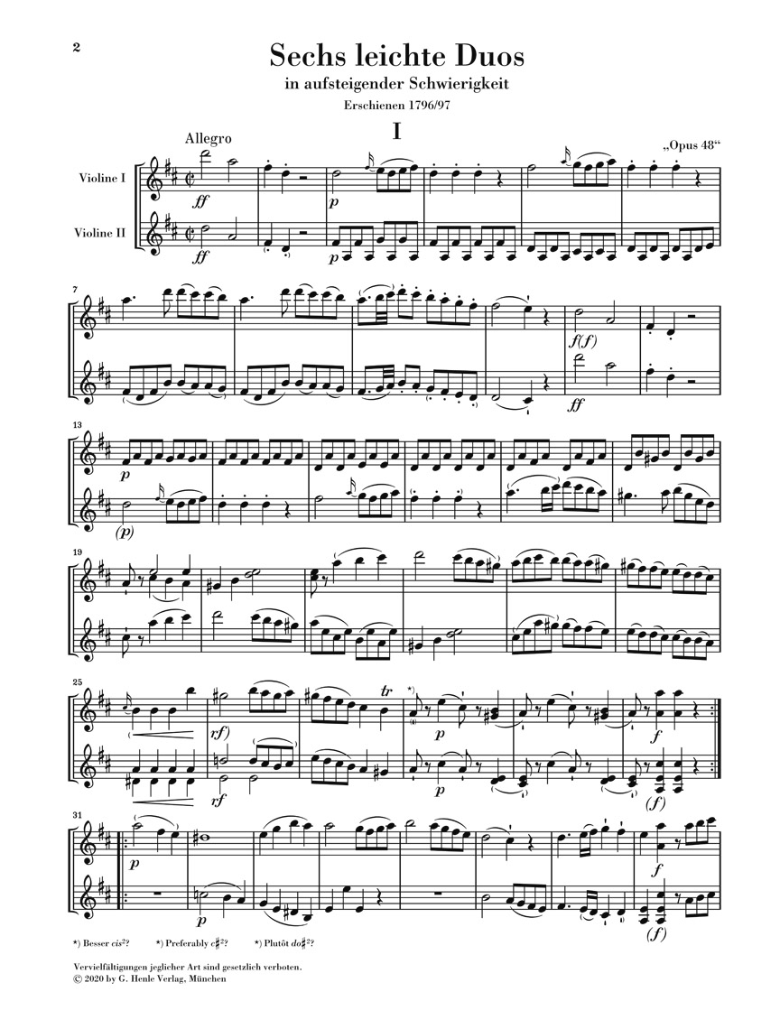 Other Cover Image Sechs leichte Duos op. 48 für zwei Violinen