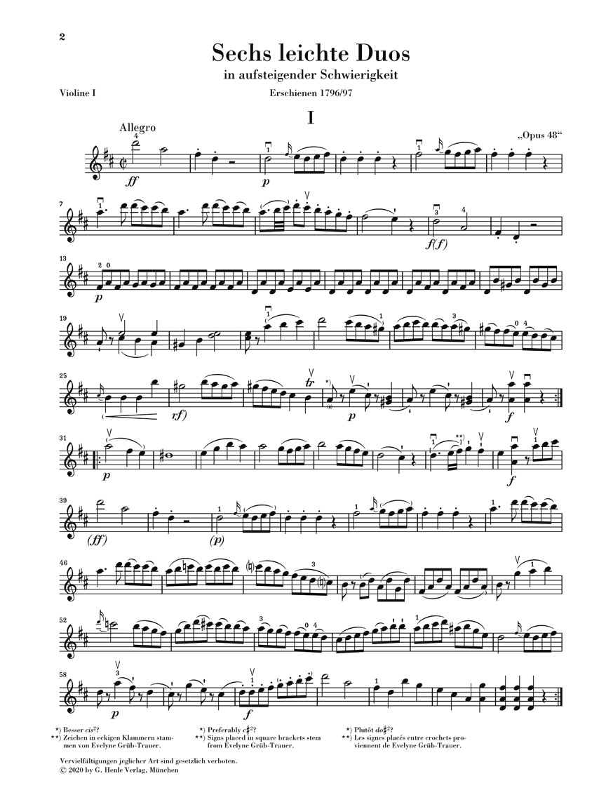Other Cover Image Sechs leichte Duos op. 48 für zwei Violinen