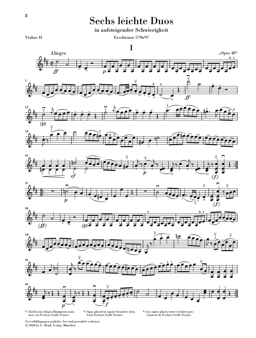 Other Cover Image Sechs leichte Duos op. 48 für zwei Violinen
