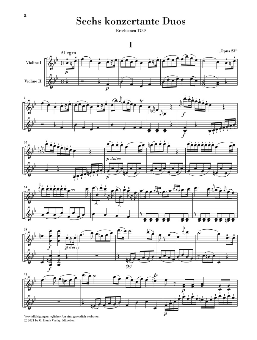 Other Cover Image Sechs Duos op. 23 für zwei Violinen
