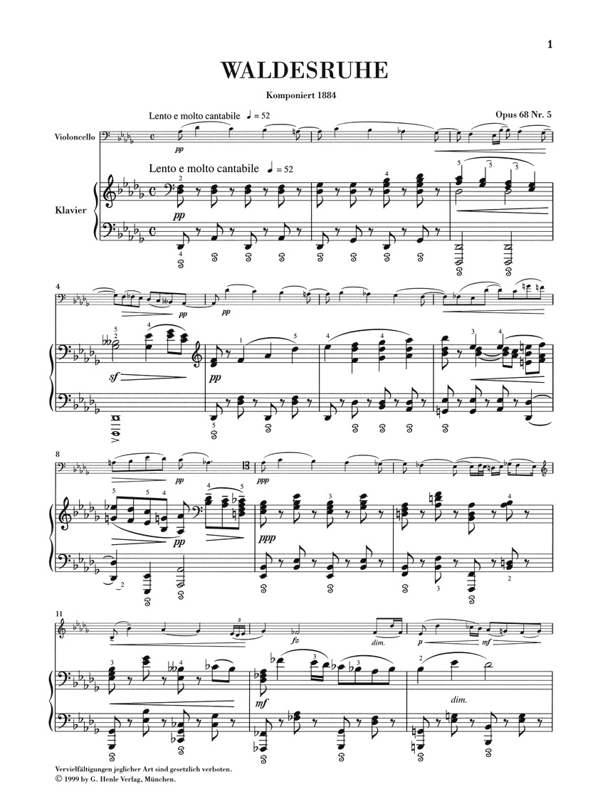 Other Cover Image Waldesruhe op. 68 Nr. 5 für Klavier und Violoncello