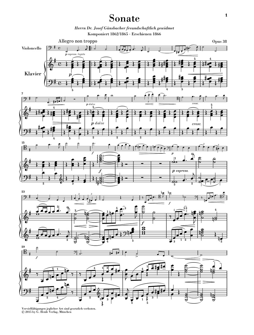 Other Cover Image Sonate für Klavier und Violoncello e-moll op. 38