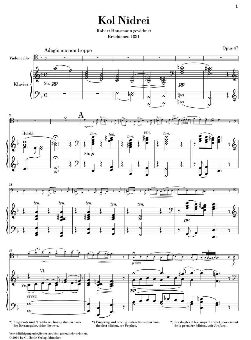 Other Cover Image Kol Nidrei op. 47 für Violoncello und Orchester