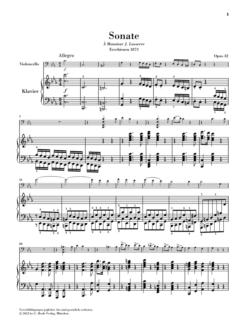 Other Cover Image Sonate Nr. 1 c-moll op. 32 für Violoncello und Klavier