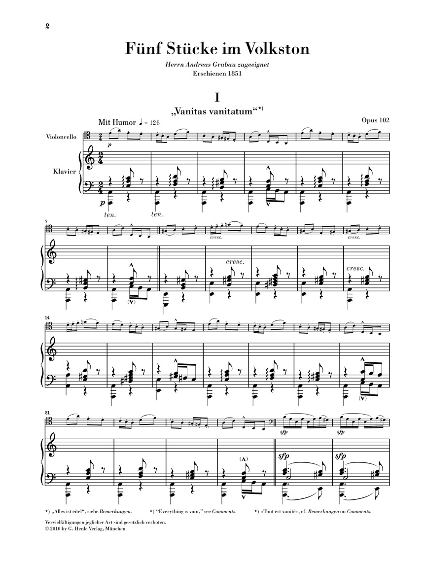 Other Cover Image Fünf Stücke im Volkston op. 102