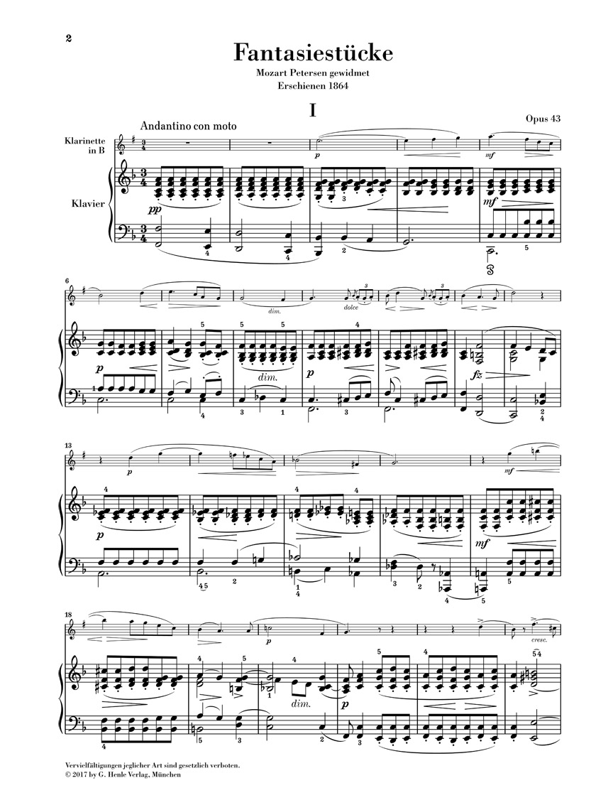 Other Cover Image Fantasiestücke op. 43 für Klarinette und Klavier