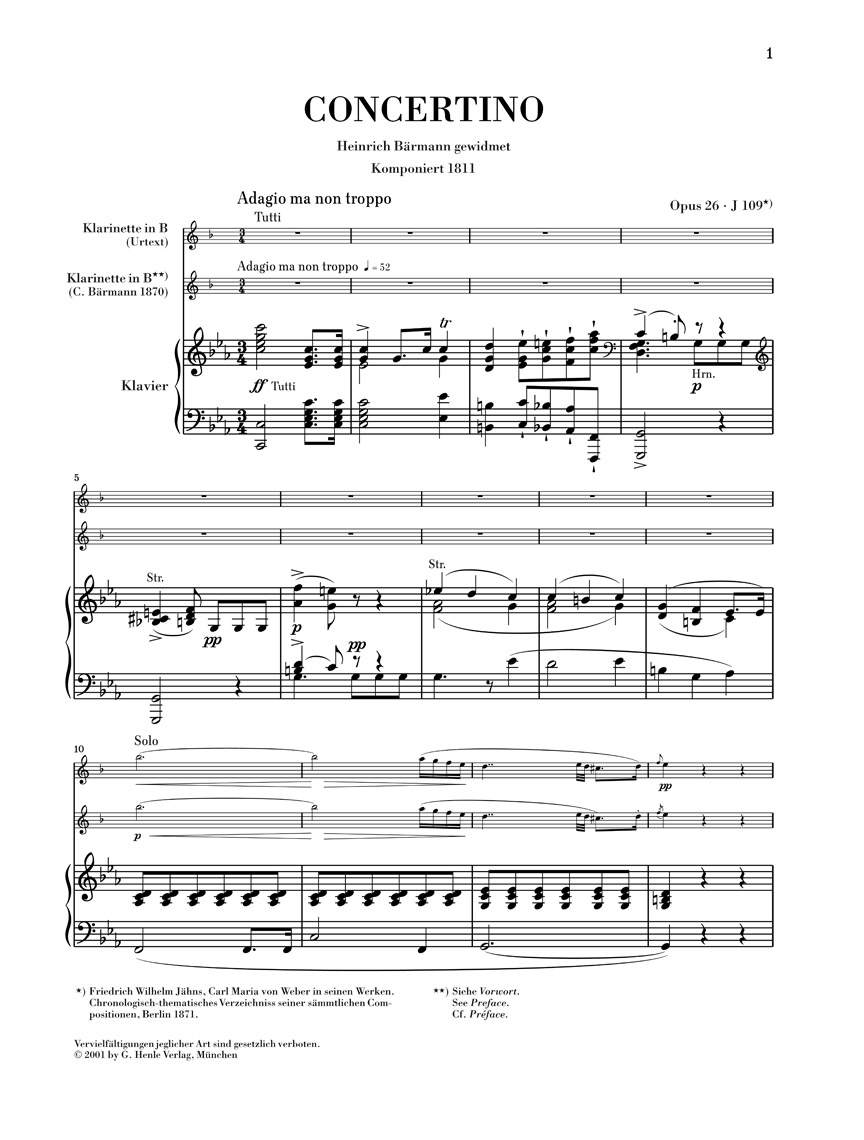 Other Cover Image Concertino op. 26 für Klarinette und Orchester