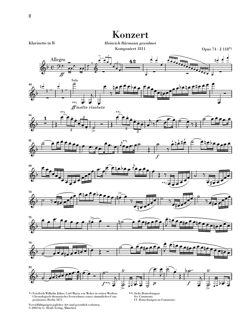 Other Cover Image Klarinettenkonzert Nr. 2 Es-dur op. 74