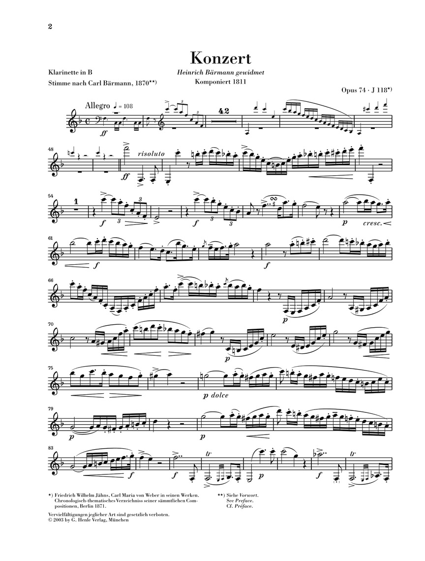 Other Cover Image Klarinettenkonzert Nr. 2 Es-dur op. 74