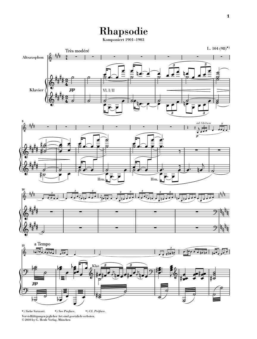 Other Cover Image Rhapsodie für Altsaxophon und Orchester