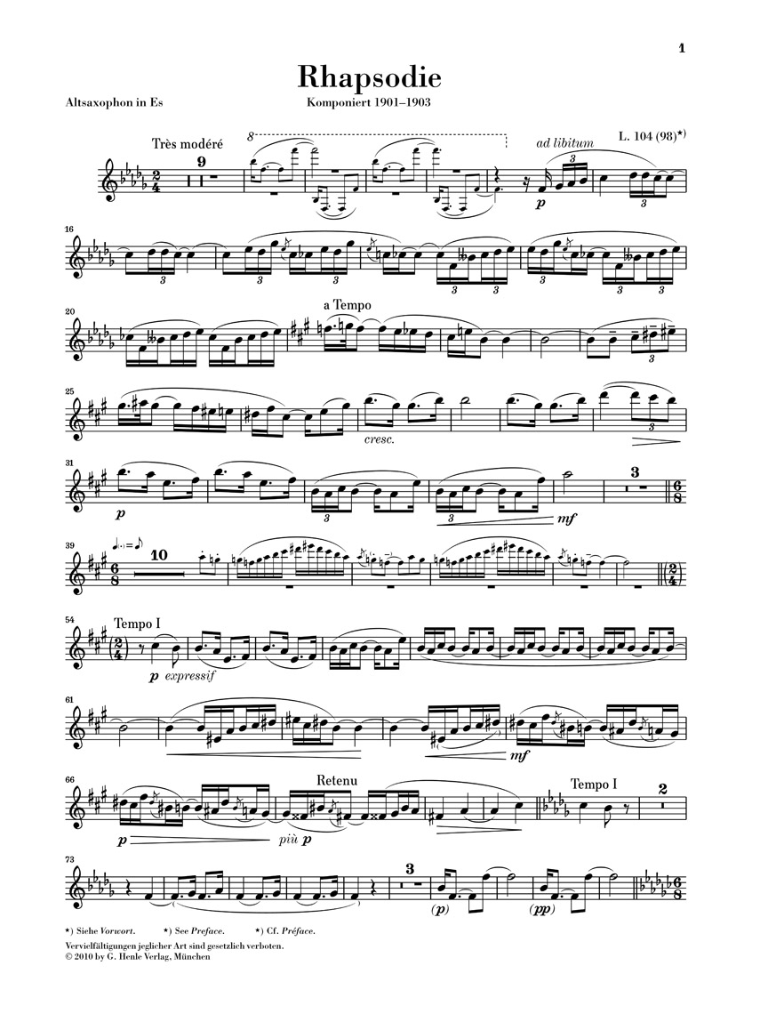 Other Cover Image Rhapsodie für Altsaxophon und Orchester