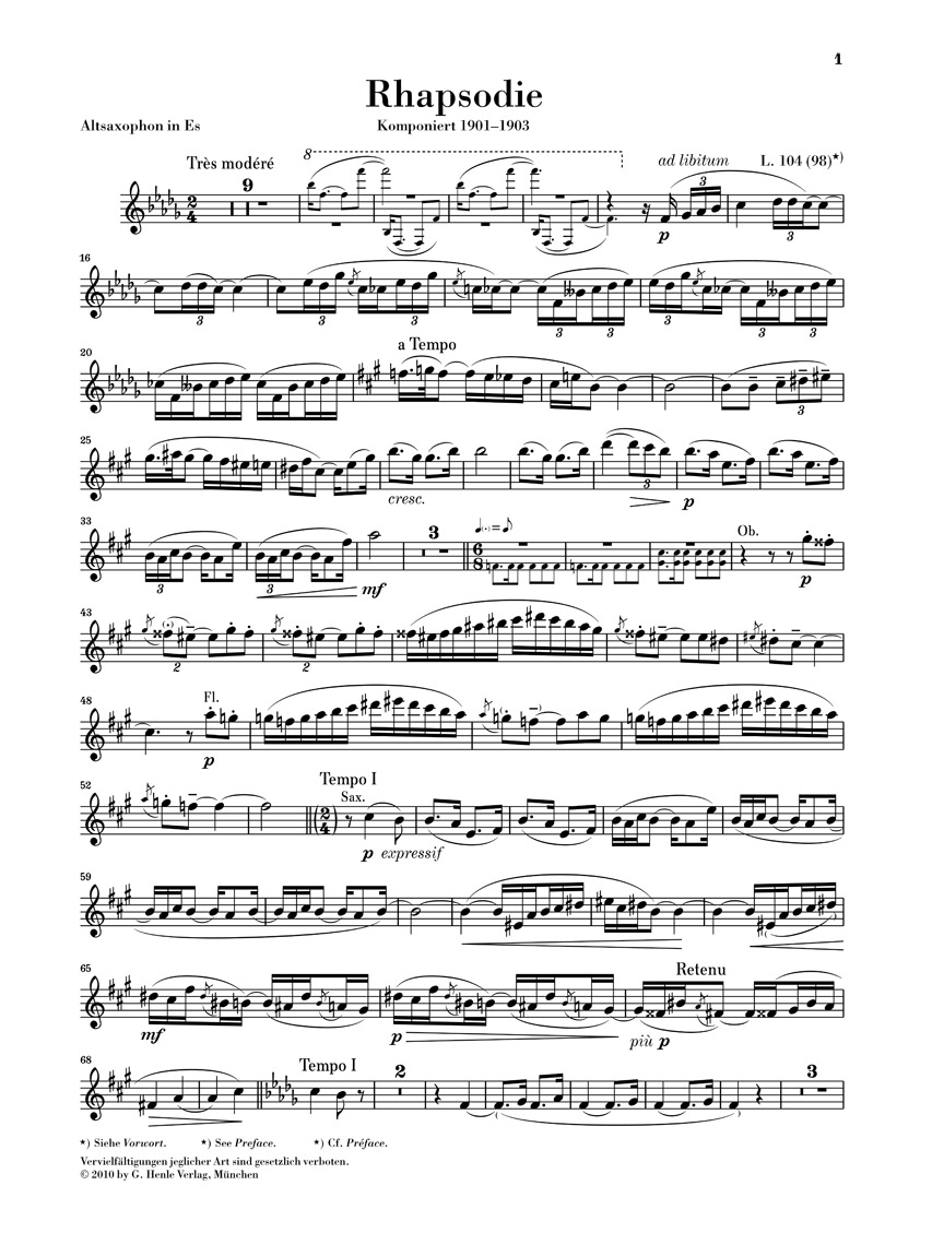 Other Cover Image Rhapsodie für Altsaxophon und Orchester