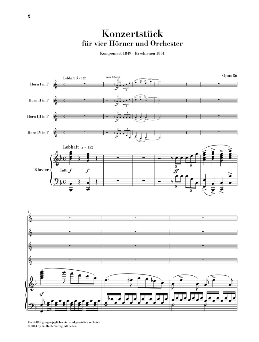 Other Cover Image Konzertstück für 4 Hörner und Klavier op. 86