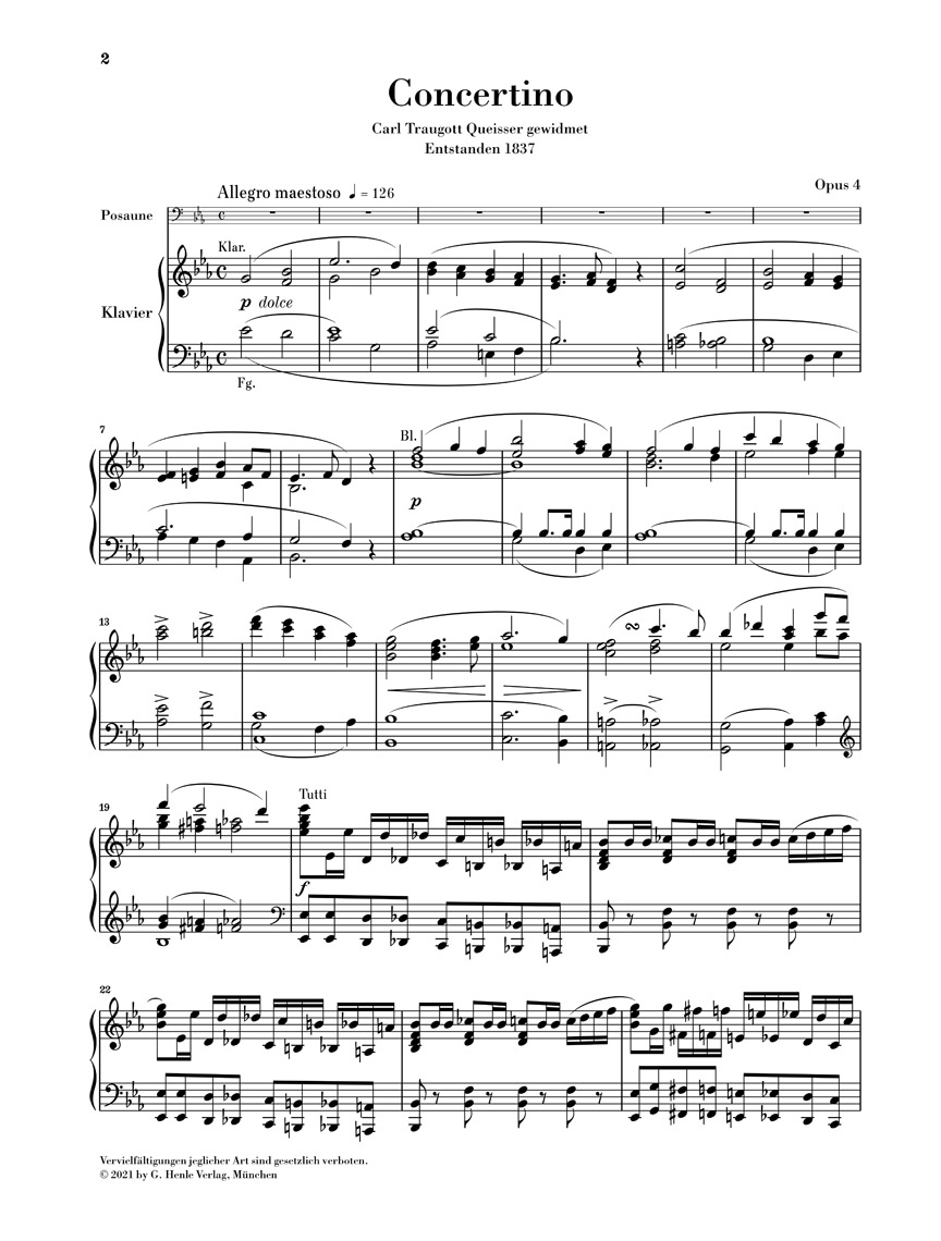 Other Cover Image Concertino Es-dur op. 4 für Posaune und Orchester