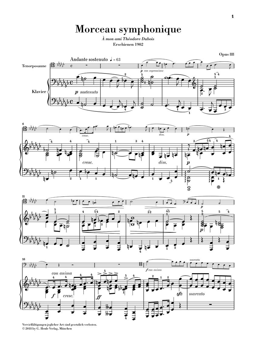 Other Cover Image Morceau symphonique und Morceau de lecture für Posaune und Klavier