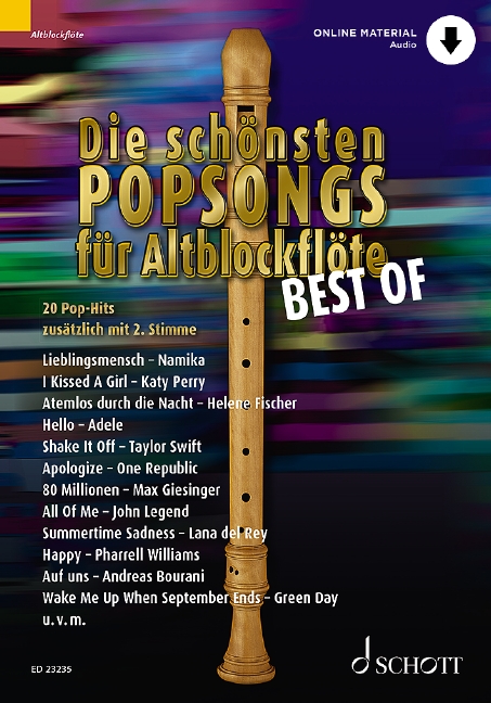 Front Cover Image Die schönsten Popsongs für Alt-Blockflöte BEST OF