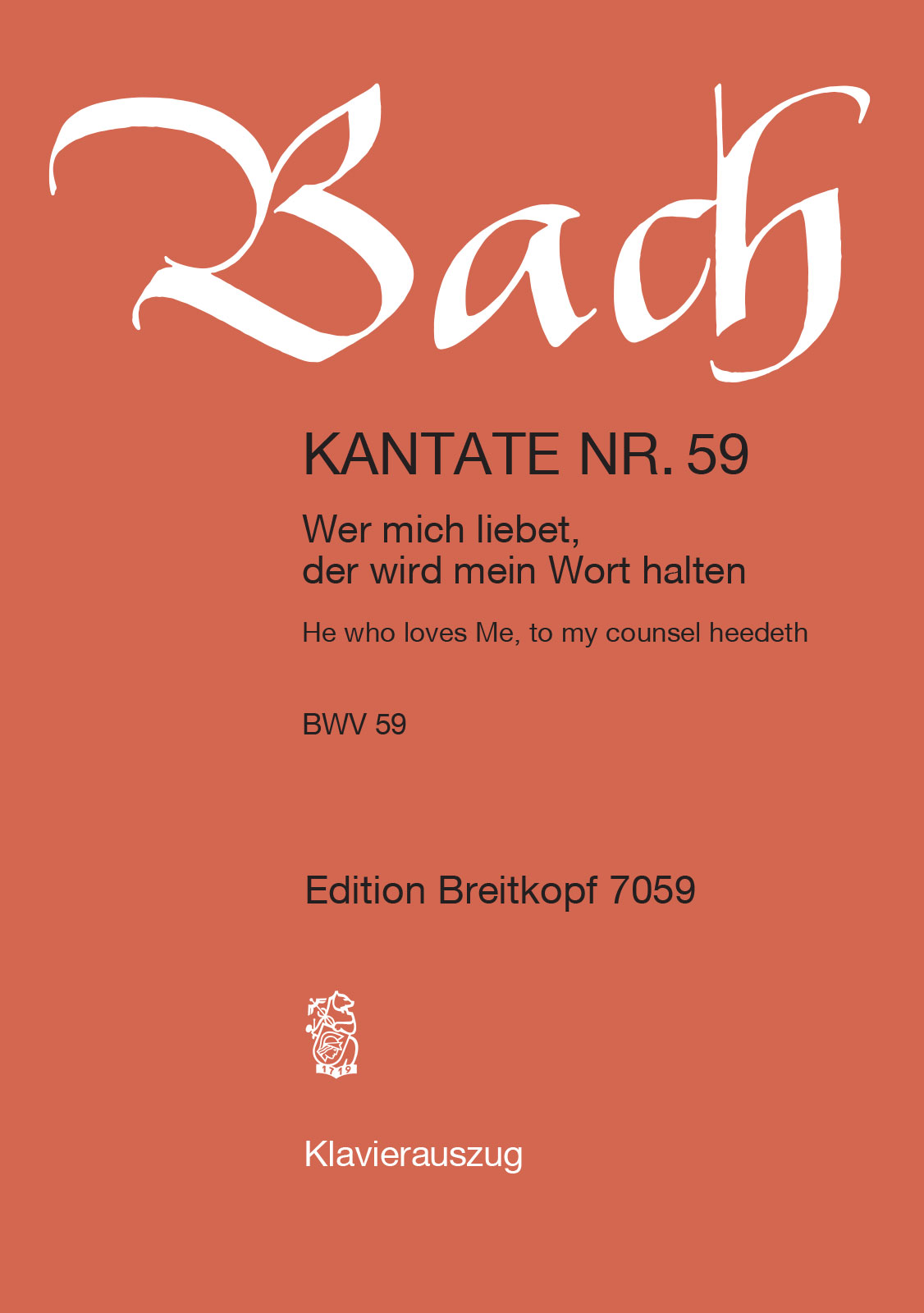 Other Cover Image Kantate BWV 59 „Wer mich liebet, der wird mein Wort halten“
