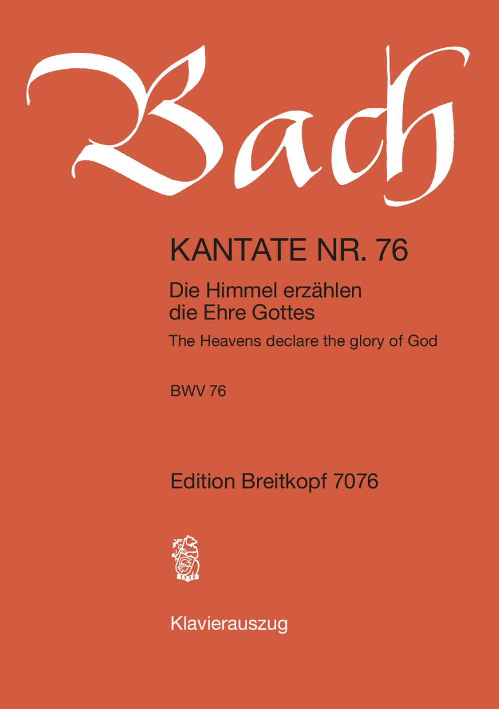 Front Cover Image Kantate BWV 76 „Die Himmel erzählen die Ehre Gottes“