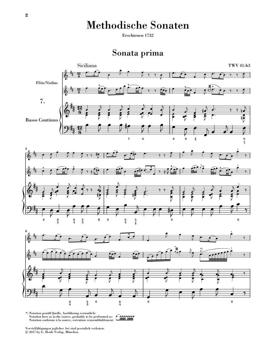 Other Cover Image Methodische Sonaten für Flöte oder Violine und Basso Continuo, Band II