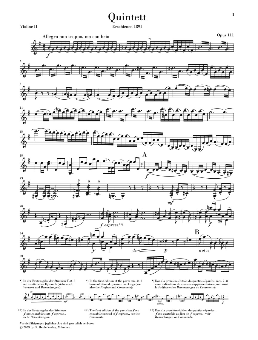 Other Cover Image Streichquintett Nr. 2 G-dur op. 111