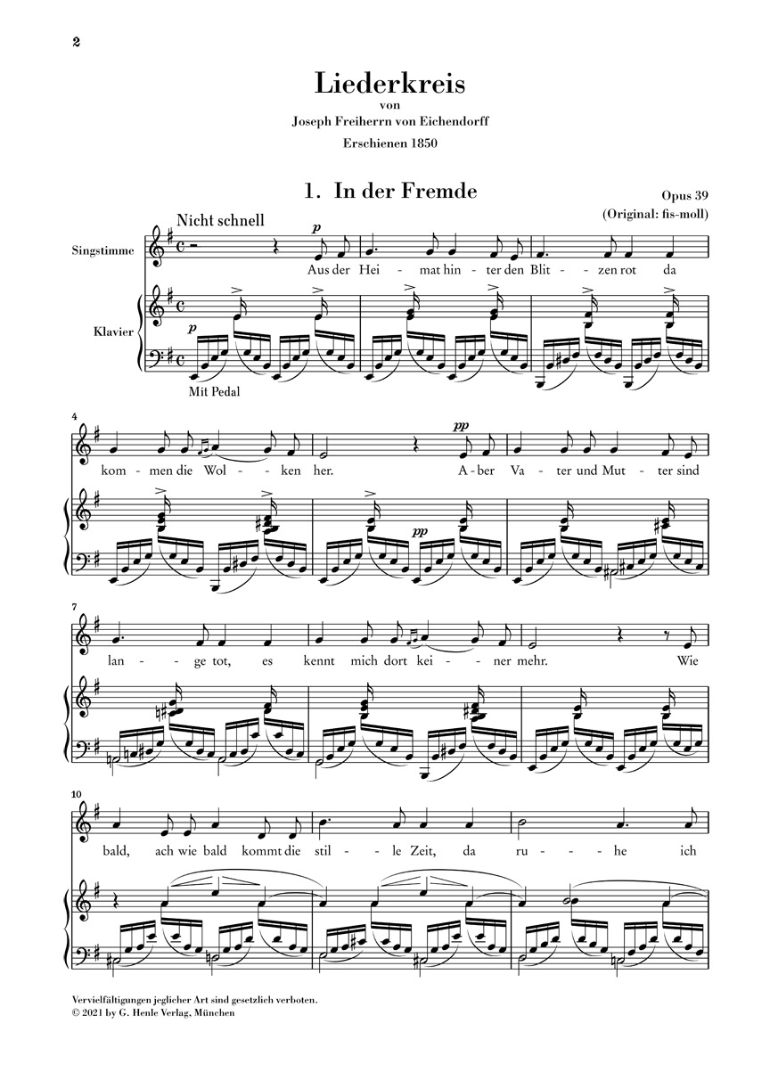 Other Cover Image Liederkreis op. 39 nach Eichendorff
