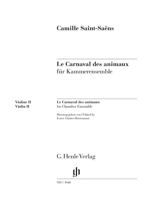 Front Cover Image Le Carnaval des animaux für Kammerensemble