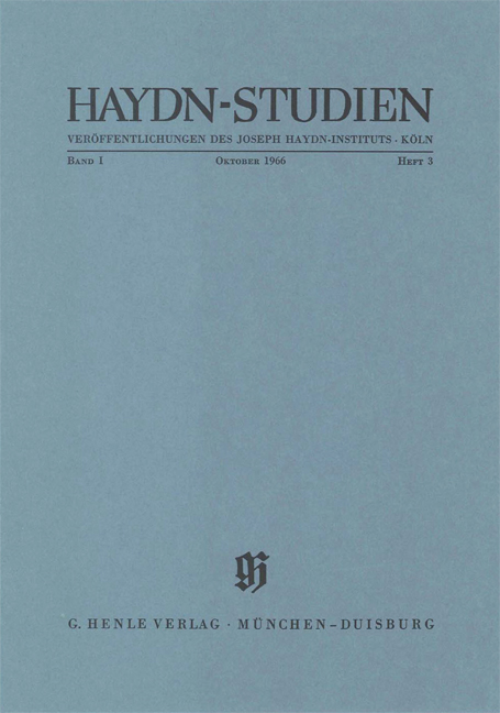 Front Cover Image Haydn-Studien Oktober 1966