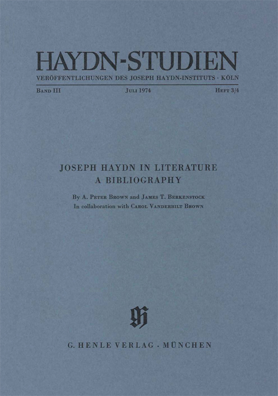 Front Cover Image Haydn-Studien Juli 1974