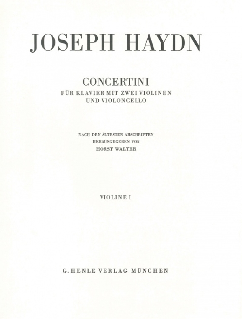 Front Cover Image Concertini für Klavier mit zwei Violinen und Violoncello Hob. XIV: 11-13 und XVIII: F2
