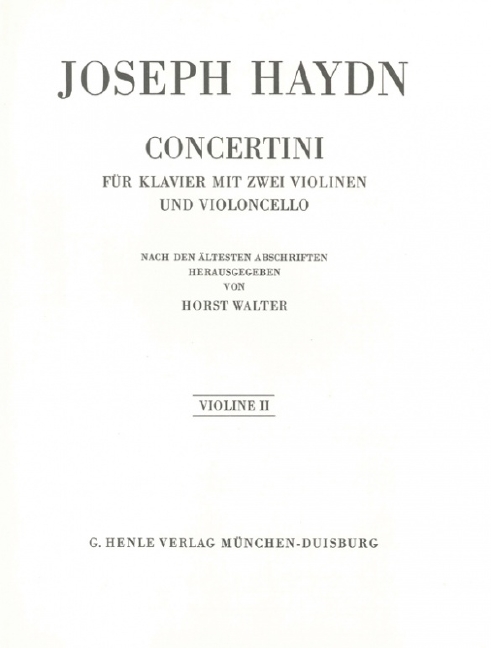 Front Cover Image Concertini für Klavier mit zwei Violinen und Violoncello Hob. XIV: 11-13 und XVIII: F2