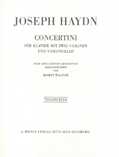 Front Cover Image Concertini für Klavier mit zwei Violinen und Violoncello Hob. XIV: 11-13 und XVIII: F2