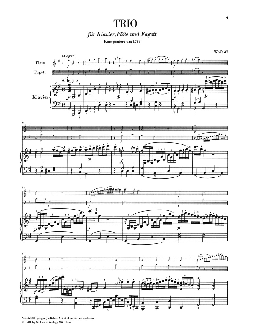 Other Cover Image Trio für Klavier, Flöte und Fagott G-dur WoO 37