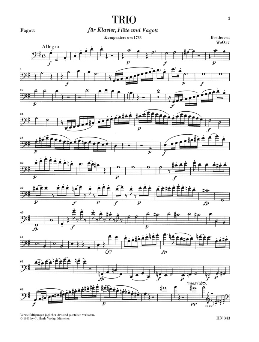 Other Cover Image Trio für Klavier, Flöte und Fagott G-dur WoO 37