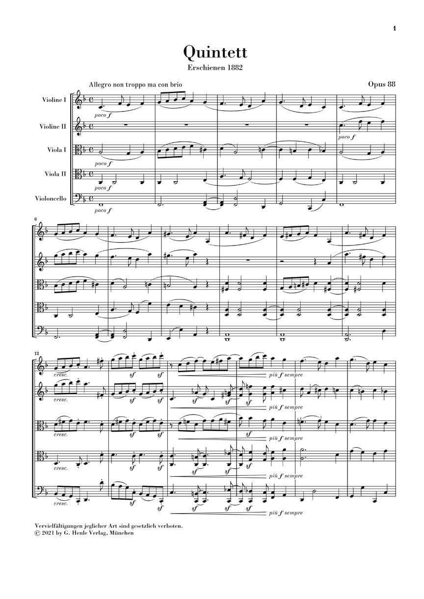 Other Cover Image Streichquintett Nr. 1 F-dur op. 88