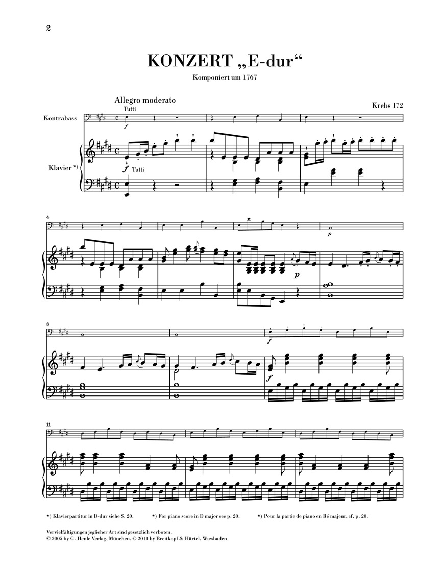 Other Cover Image Kontrabasskonzert "E-dur" (Krebs 172)