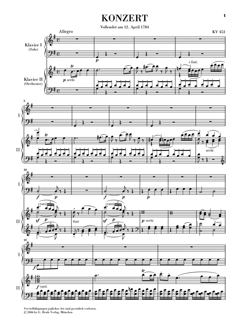 Other Cover Image Klavierkonzert G-dur op. KV 453