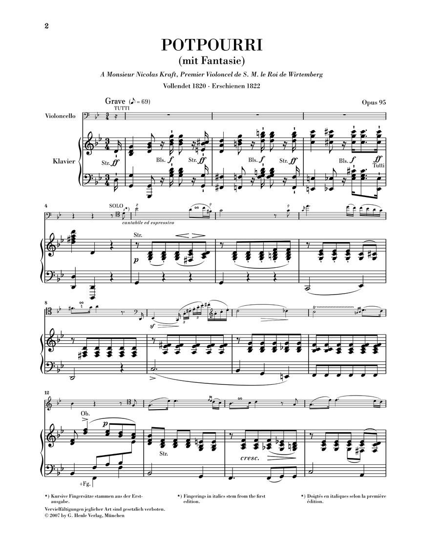 Other Cover Image Potpourri (Fantasie) op. 95 für Violoncello und Orchester