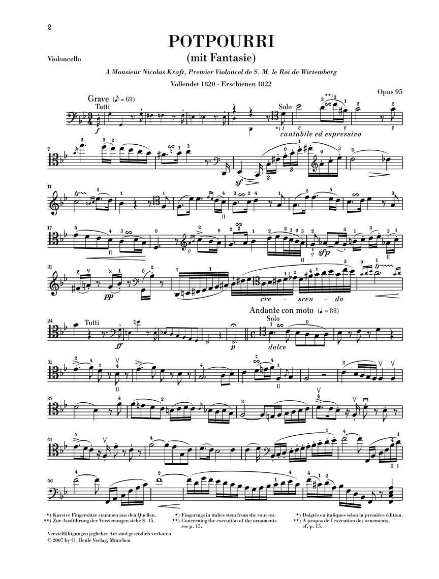 Other Cover Image Potpourri (Fantasie) op. 95 für Violoncello und Orchester