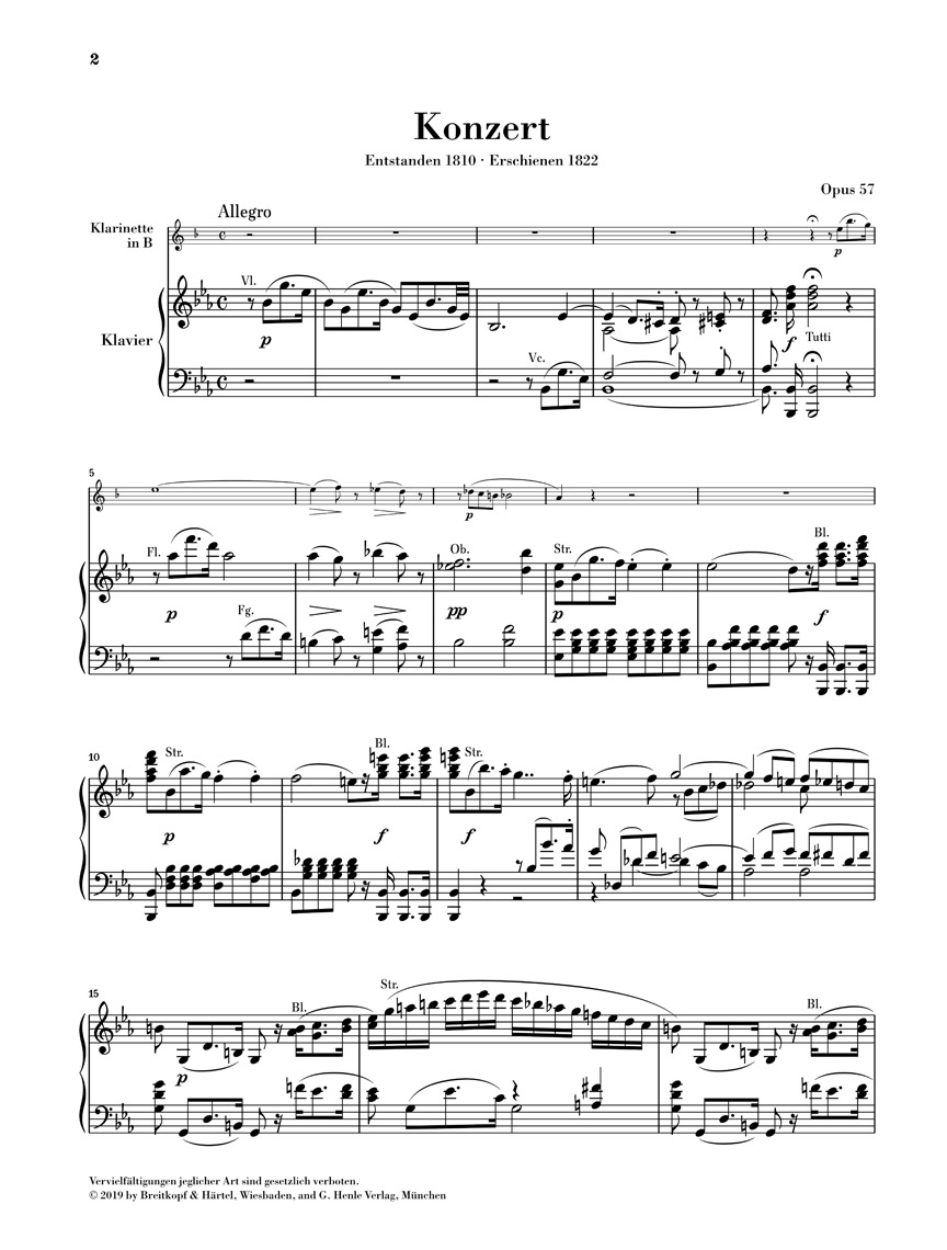 Other Cover Image Klarinettenkonzert Nr. 2 Es-dur op. 57