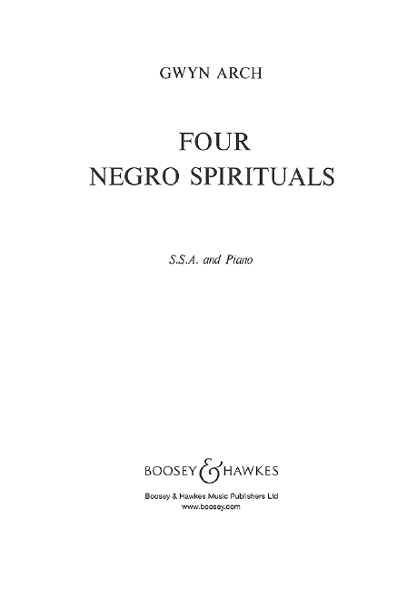 Front Cover Image Four Negro Spirituals