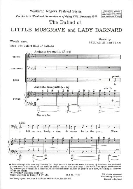 Front Cover Image The Ballad of Little Musgrave and Lady Barnard (1943)