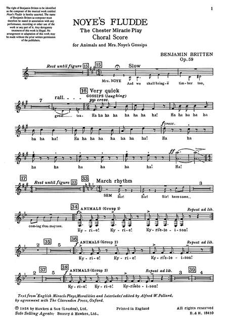 Front Cover Image Noye's Fludde op. 59 (1957)