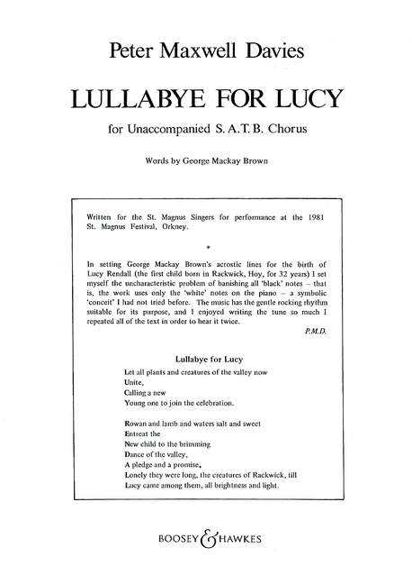 Front Cover Image Lullabye for Lucy (1981)