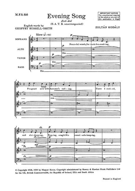 Front Cover Image Evening Song